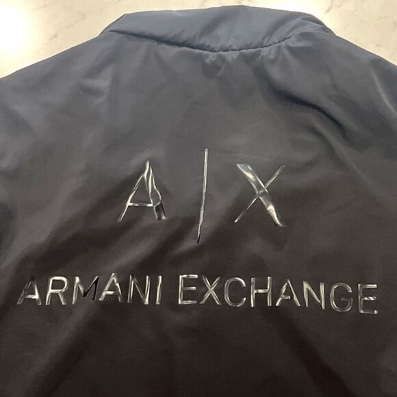 Armani Exchange Mens M Reversible Jacket You.Me.Us Black Gray Zip Hidden Hood - Picture 8 of 16